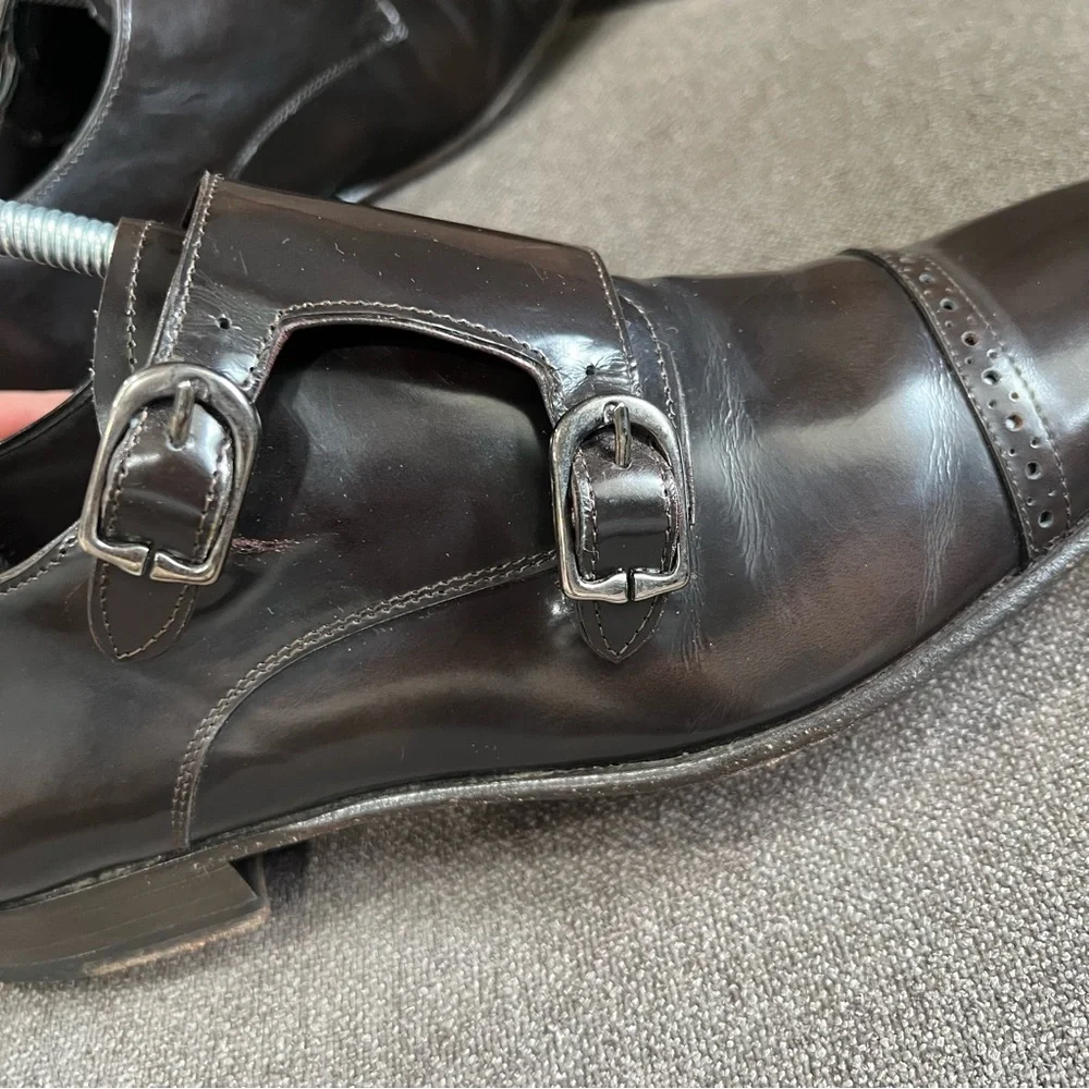 Mezlan monk straps leather loafers size‎ 7